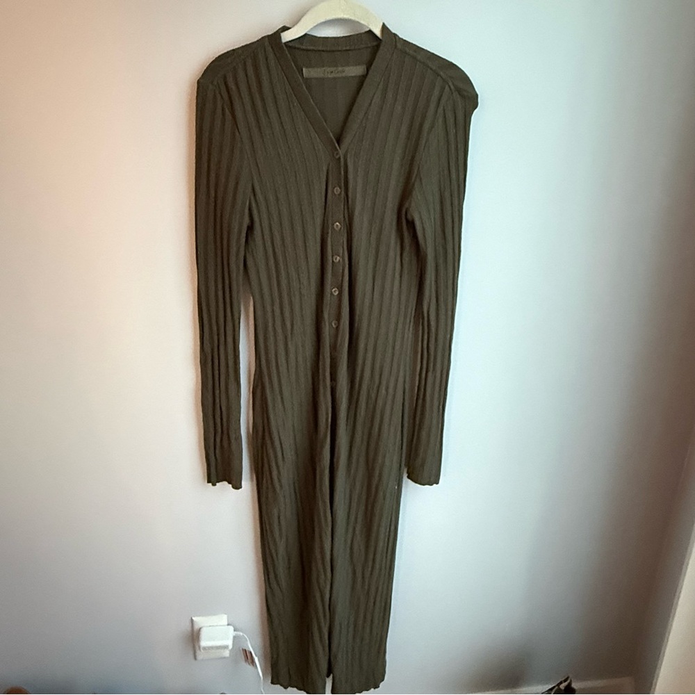 Enza Costa Long Sleeve Ribbed Dress in Olive